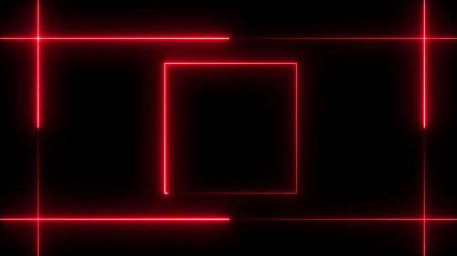NEON Lights motion blue color loops square motion draws and beautiful lights linear lamp Beautiful modern design glowing border, motion graphics loop animation light glowing lines..