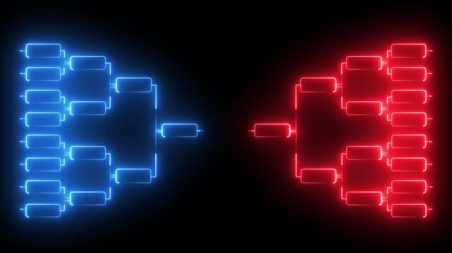 Team Tournament bracket. sports Tournament Bracket Concept. Tournament bracket icon with neon glow effect. 4k motion video.