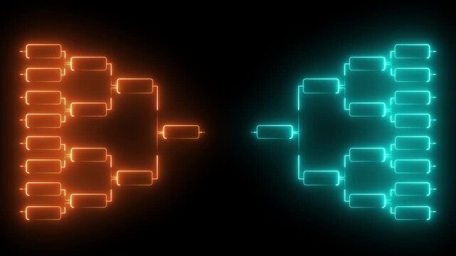 Team Tournament bracket. sports Tournament Bracket Concept. Tournament bracket icon with neon glow effect. 4k motion video.