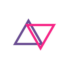 Naklejka premium Overlapping Triangles Icon, Geometric Interlock Design