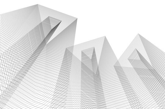 Architecture building 3d. Concept sketch.