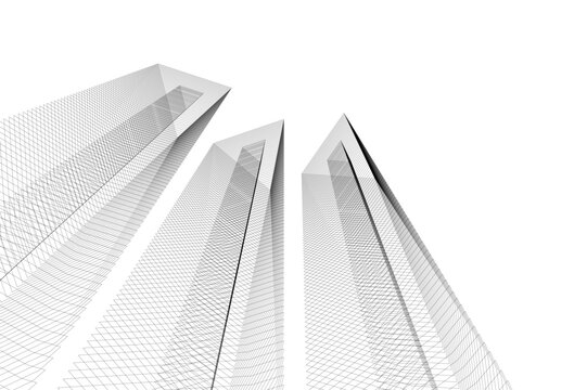 Architecture building 3d. Concept sketch.