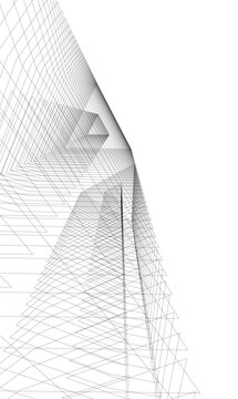 Architecture building 3d. Concept sketch.