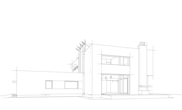 house building sketch architecture 3d illustration