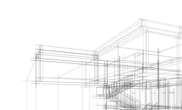 house building sketch architecture 3d illustration