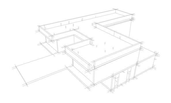 house building sketch architecture 3d illustration