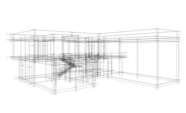 house building sketch architecture 3d illustration