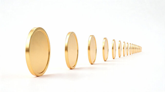 Gold coin, money growth, financial concept, investment, wealth, currency row, golden coins, business success, savings plan, bank cash, profit increase, finance perspective, valuable metal.