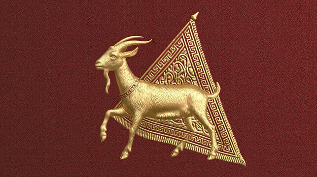 chinese new year card, Chinese New Year, year of the goat. Chinese goat on a red background, with copy space 2027