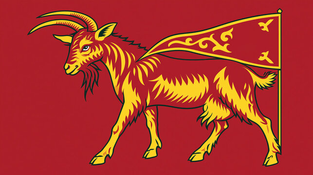 chinese new year card, Chinese New Year, year of the goat. Chinese goat on a red background, with copy space 2027