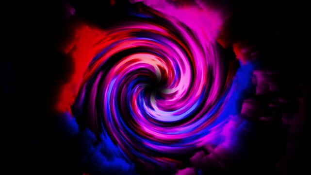 Animation of the absorption of matter by an abstract black hole. Rushing with a swirl to the center of the blue and white tongues of matter. Abstract tunnel.4k video.