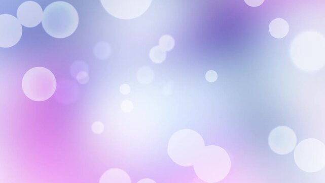 Soft lavender purple, pastel blue, and white fluid gradient wave loop filled with glowing floating bokeh dots for dreamy aesthetic video background