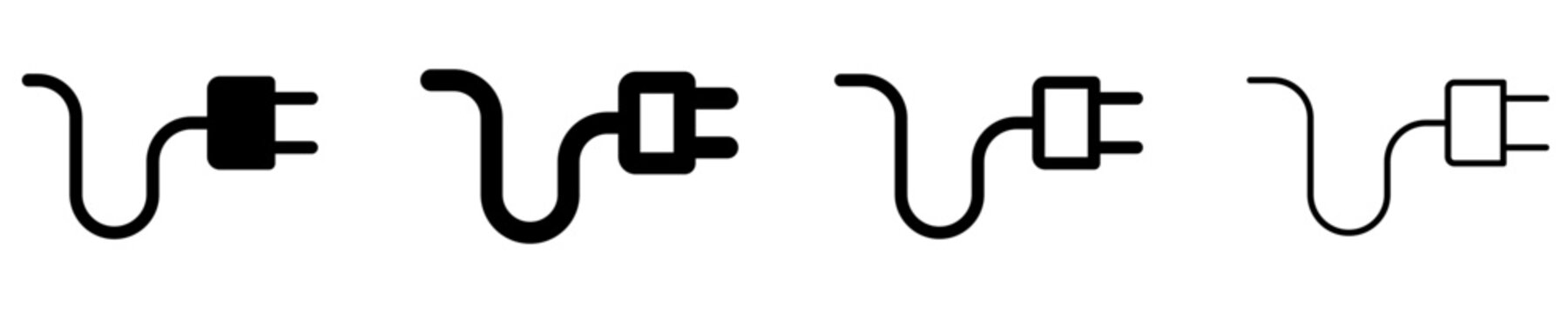 Electrical power plug flat icon set for energy