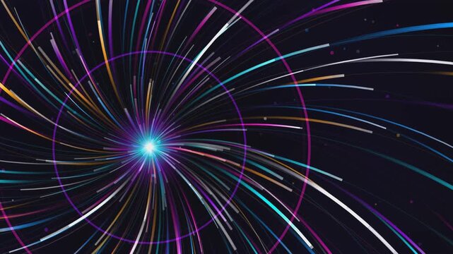 Abstract neon warp conduit seamless loop. Glowing digital tunnel with solid color theme.