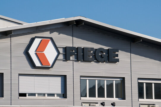 iege Logistics company logo sign on warehouse building facade in Balerna, Switzerland