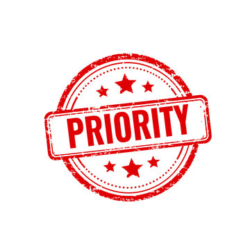 Red priority stamp sign with grunge texture
