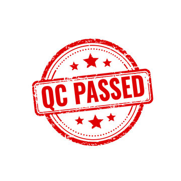 Red qc passed stamp sign with grunge texture