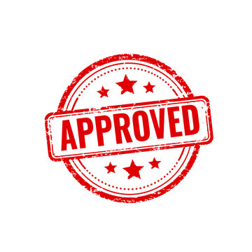 Red approved stamp sign with grunge texture