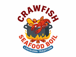 Obraz premium Crawfish seafood boil logo