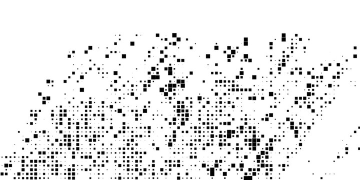 Square pixel halftone gradient texture. Fading checkered gradation wallpaper. Abstract vanishing comic pop art backdrop. Black and white squared dot background