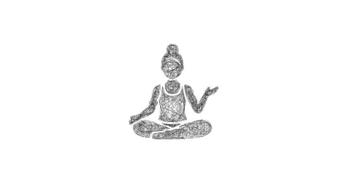 Sketch yoga instructor icon animation - smooth progressive reveal