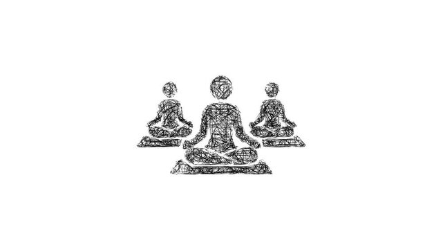 Sketch group yoga icon animation - smooth progressive reveal