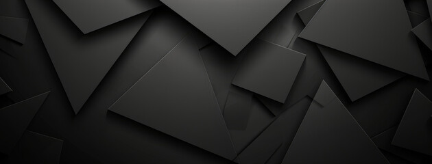 Fototapeta premium Abstract black geometric shapes layered on a dark background creating a modern and minimalist design suitable for various creative projects and digital applications