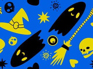 Halloween ghost seamless cute cartoon pattern for wrapping paper and fabrics and kids clothes print and packaging