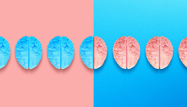 Left and Right Brain Concept. Anatomy of Right and Left Lobes of Human Brain.