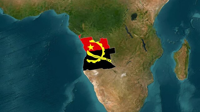 Angola Map Highlighted with Angolan Flag Motion Graphic Video
