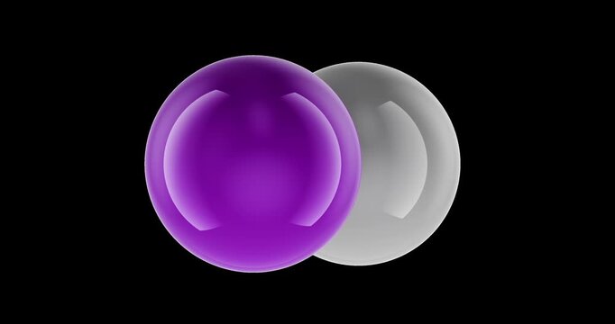 Hydrogen iodide molecule model rotation animation seamlessly loopable. 3D rendering isolated on transparent background