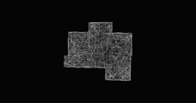 Sketch Van Buren outline map animation - smooth progressive reveal
