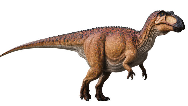 Isolated fierce prehistoric dinosaur standing, detailed realistic ancient predator with textured skin