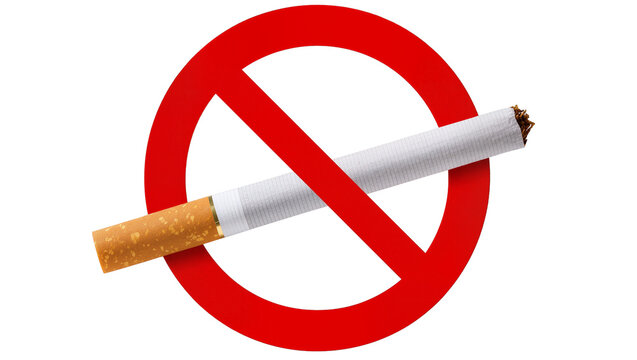Isolated no smoking sign with a cigarette showing a ban on tobacco products