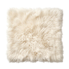 Soft cream fluffy faux fur cushion square isolated © shuphanida