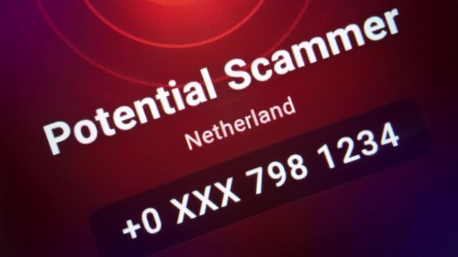 Potential Scammer Suspicious Line Call Alert on Phone Screen
