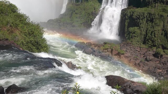 Iguazu Falls Waterfalls in Argentina and Brazil at the Triple Frontier
