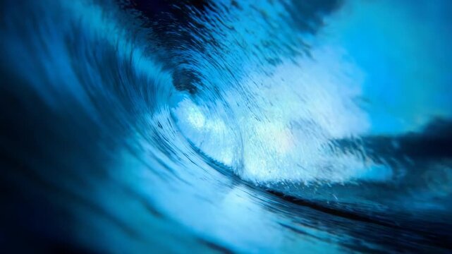 Beneath the waves, a dazzling display of light explodes from an unseen source.