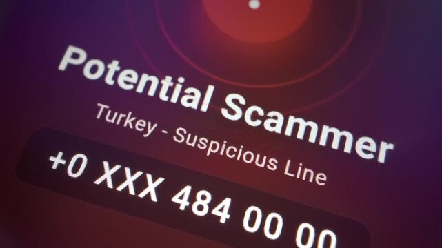 Potential Scammer Suspicious Line Call Alert on Phone Screen