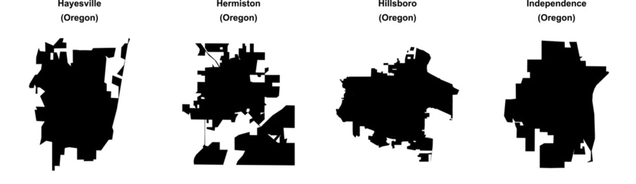 Hayesville, Hermiston, Hillsboro, Independence outline maps