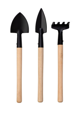 Small gardening tools isolated on white or transparent background