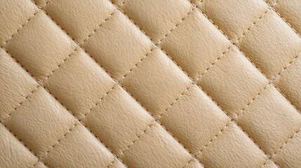 Obraz premium Beige quilted leather surface with diamond stitching and padded pattern