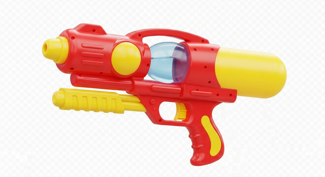 Bright Red and Yellow Water Gun Toy - Summer Fun Object