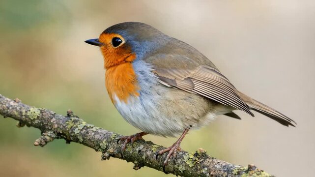 Cute bird with vibrant colors standing on a bare twig in the natural world.