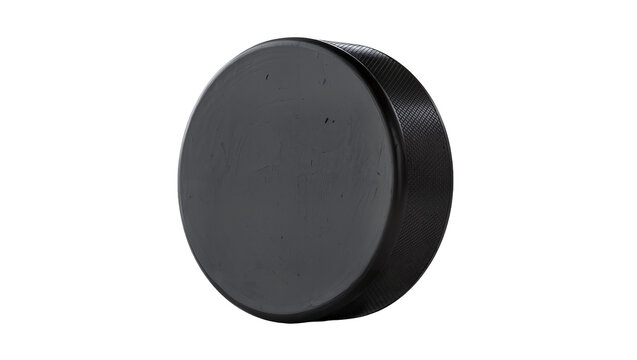 Isolated ice hockey puck on a clean background, sports equipment for playing on ice rink