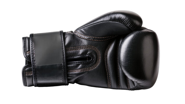 Isolated black boxing glove, essential combat sports and fitness training equipment.