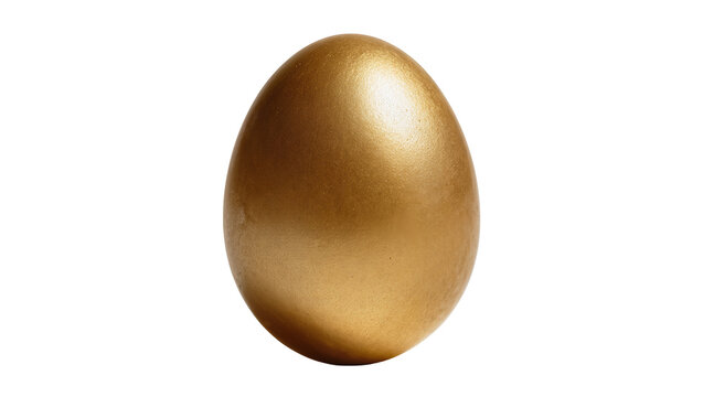 Isolated perfectly formed golden egg, rich symbol of luxury, fortune, and valuable investment.