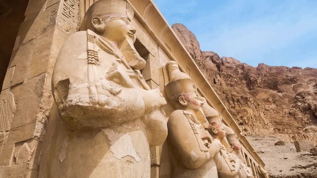 Hatchepsut Temple. The Tombs of the Nobles, located on the West Bank&rsquo;s cliffs used to be where Elephantine island&rsquo;s governors. Egypt, Africa.