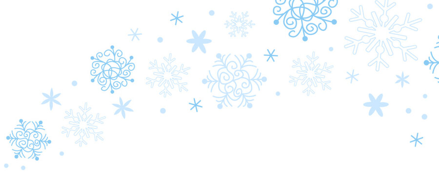 Christmas background with blue snowflakes. Elegant winter vector illustration for greeting cards, banners and holiday design. Openwork frosty elements