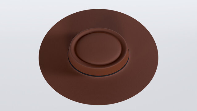 Traditional gaucho hat style isolated on a clean white background, top view, minimalist 3D render.
